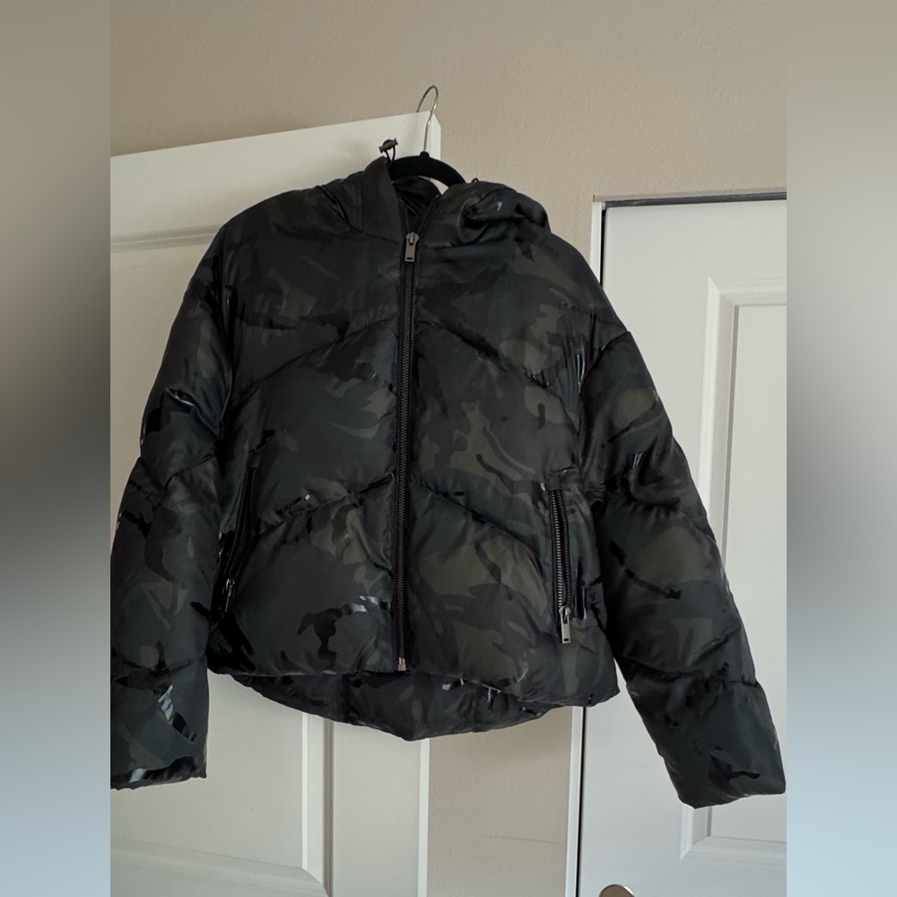 Zara Dark Camouflage Puffer Jacket